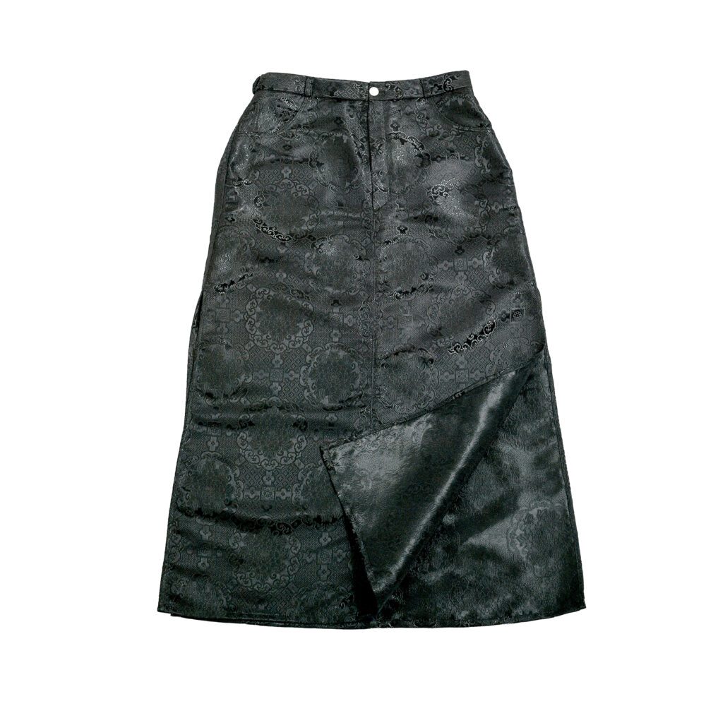 Black Silk Brocade Skirt