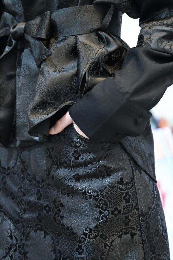 Black Silk Brocade Skirt - Image 4